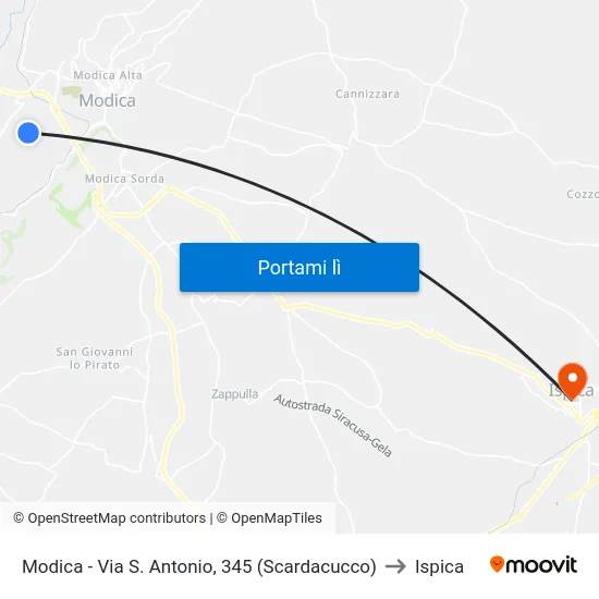 Modica - Via S. Antonio, 345 (Scardacucco) to Ispica map