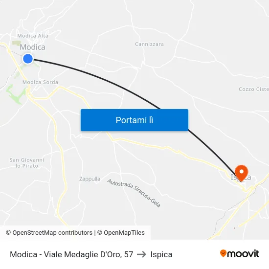 Modica - Viale Medaglie D'Oro, 57 to Ispica map