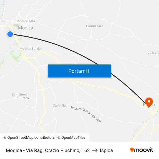 Modica - Via Rag. Orazio Pluchino, 162 to Ispica map