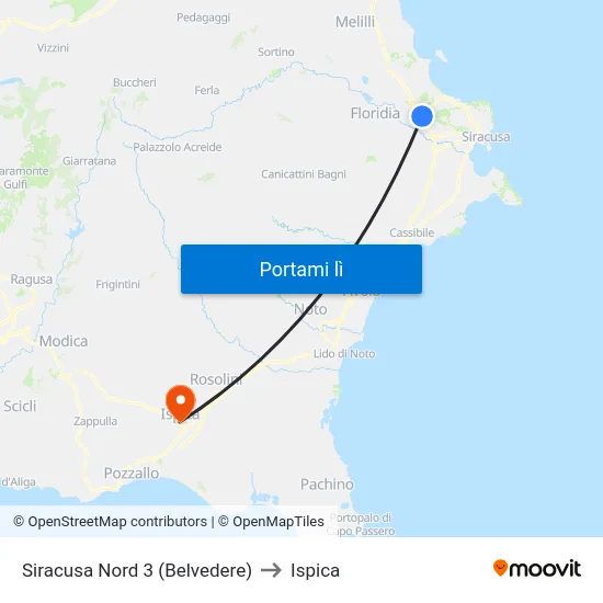 Siracusa Nord 3 (Belvedere) to Ispica map