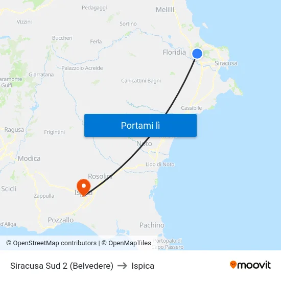 Siracusa Sud 2 (Belvedere) to Ispica map