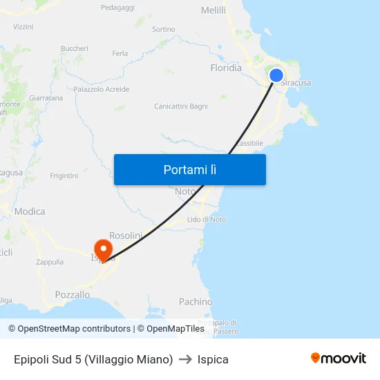 Epipoli Sud 5 (Villaggio Miano) to Ispica map