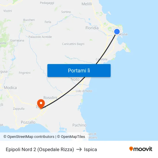 Epipoli Nord 2 (Ospedale Rizza) to Ispica map
