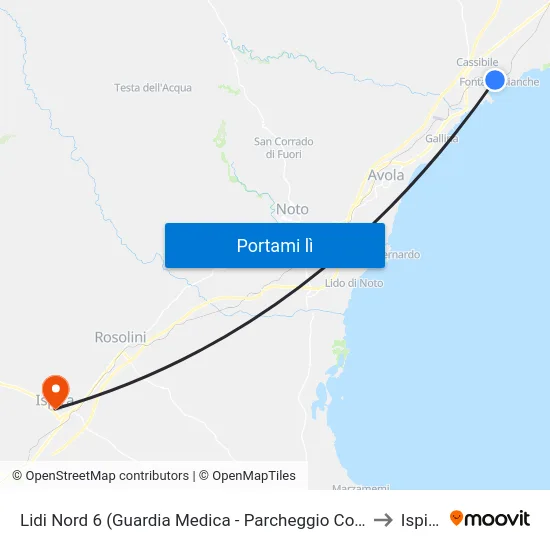 Lidi Nord 6 (Guardia Medica - Parcheggio Coperto) to Ispica map