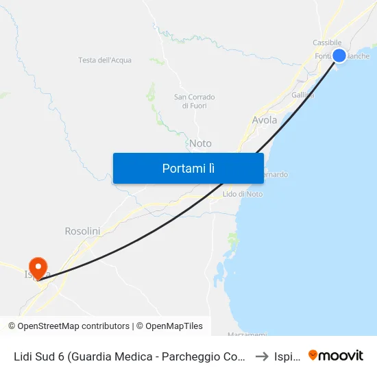 Lidi Sud 6 (Guardia Medica - Parcheggio Coperto) to Ispica map