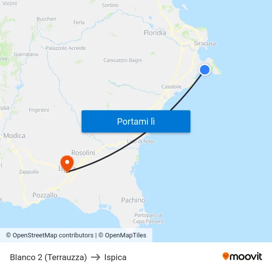 Blanco 2 (Terrauzza) to Ispica map