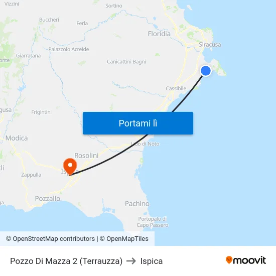 Pozzo Di Mazza 2 (Terrauzza) to Ispica map