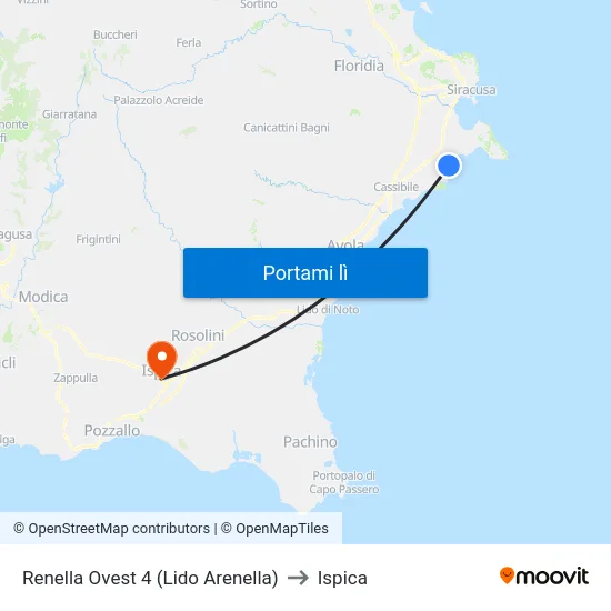 Renella Ovest 4 (Lido Arenella) to Ispica map