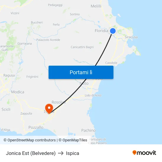 Jonica Est (Belvedere) to Ispica map