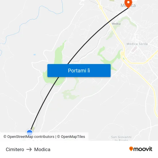 Cimitero to Modica map