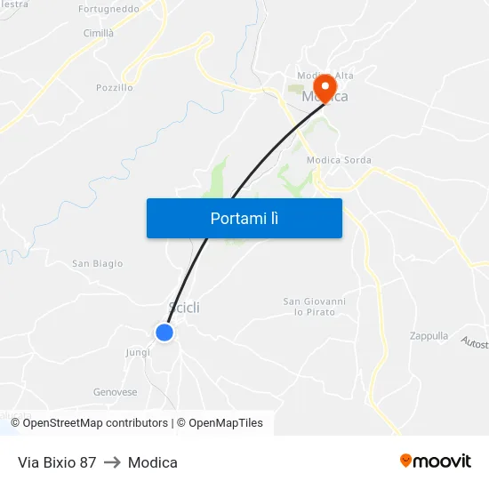 Via Bixio 87 to Modica map