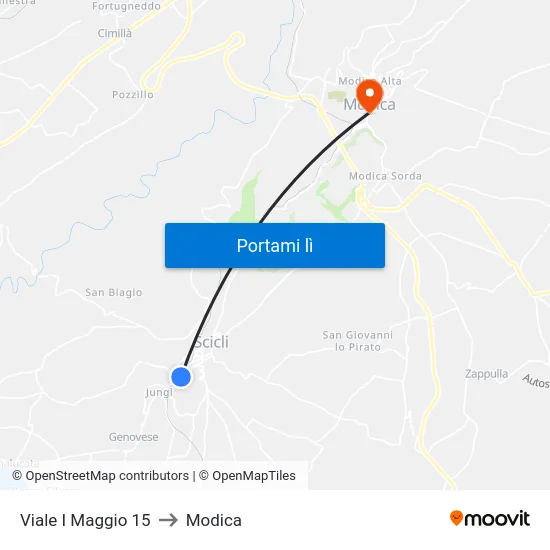 Viale I Maggio 15 to Modica map