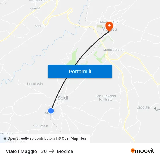 Viale I Maggio 130 to Modica map