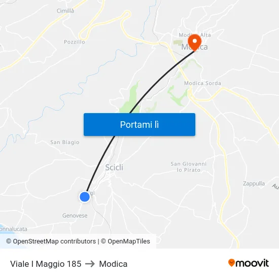 Viale I Maggio 185 to Modica map