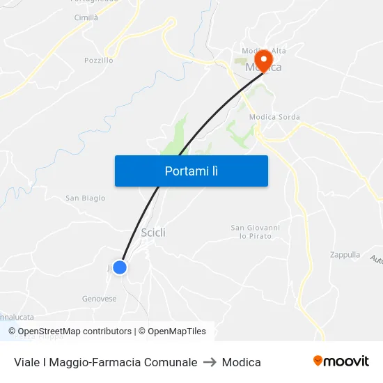 Viale I Maggio-Farmacia Comunale to Modica map