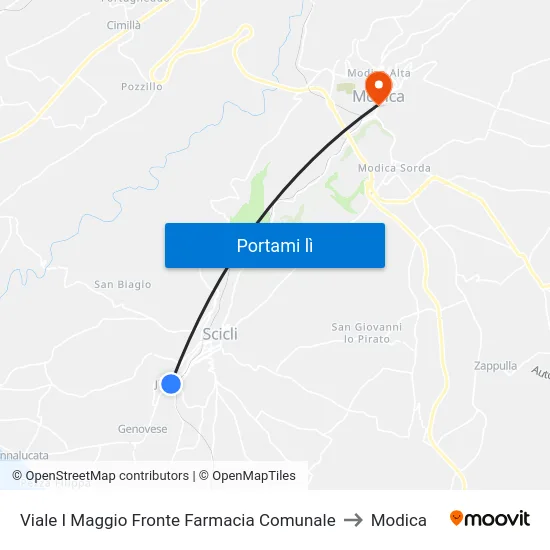 Viale I Maggio Fronte Farmacia Comunale to Modica map