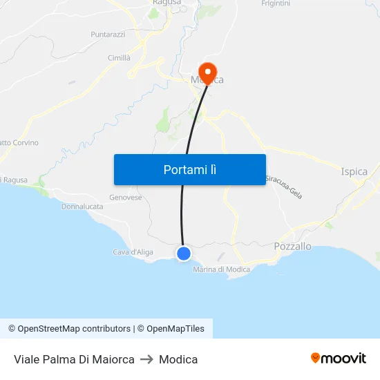 Viale Palma Di Maiorca to Modica map