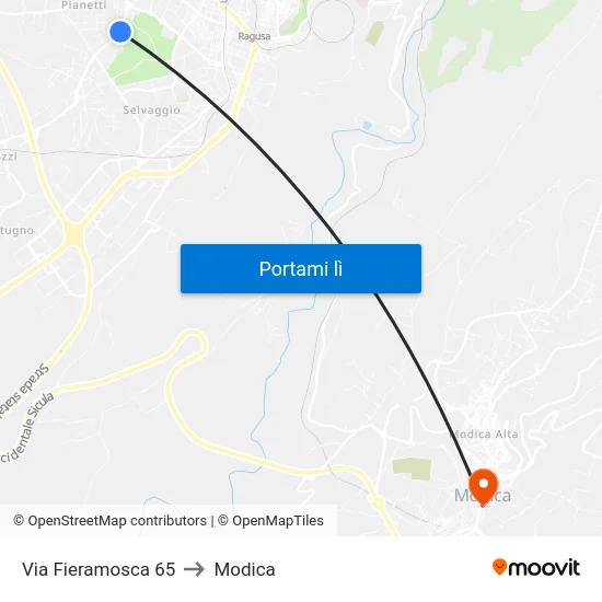 Via Fieramosca 65 to Modica map