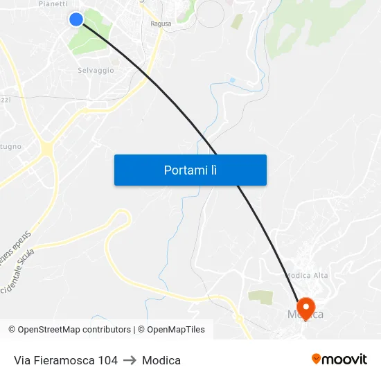 Via Fieramosca 104 to Modica map