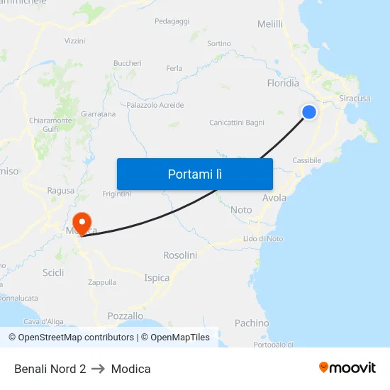 Benali Nord 2 to Modica map