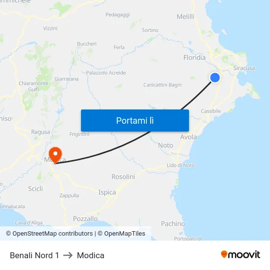 Benali Nord 1 to Modica map