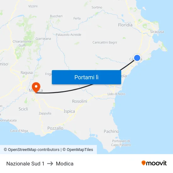 Nazionale Sud 1 to Modica map