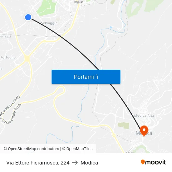 Via Ettore Fieramosca, 224 to Modica map