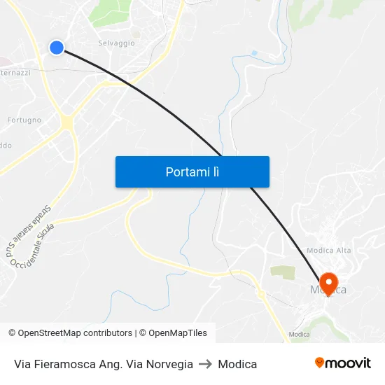 Via Fieramosca Ang. Via Norvegia to Modica map