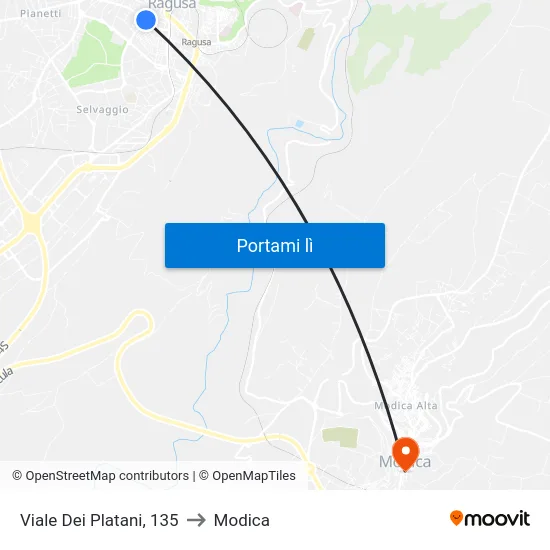 Viale Dei Platani, 135 to Modica map