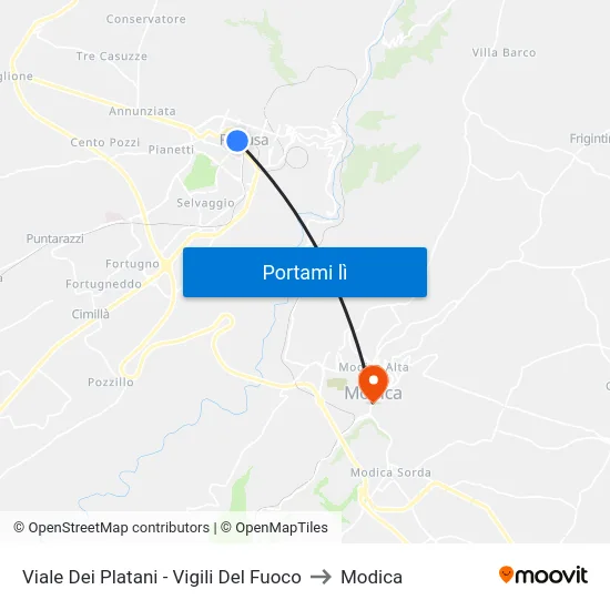 Viale Dei Platani - Vigili Del Fuoco to Modica map