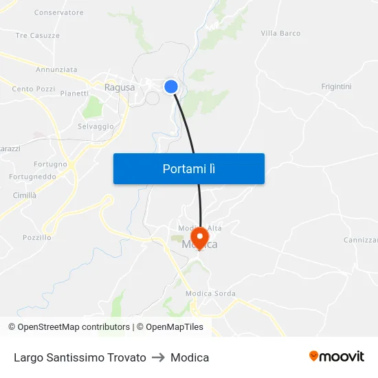 Largo Santissimo Trovato to Modica map