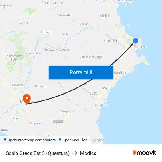 Scala Greca Est 5 (Questura) to Modica map