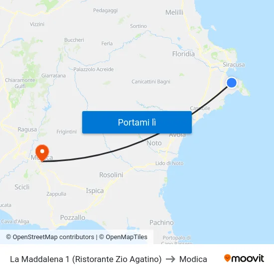 La Maddalena 1 (Ristorante Zio Agatino) to Modica map