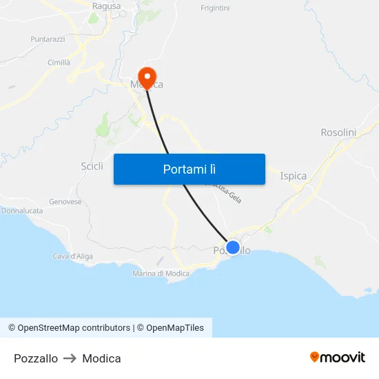 Pozzallo to Modica map
