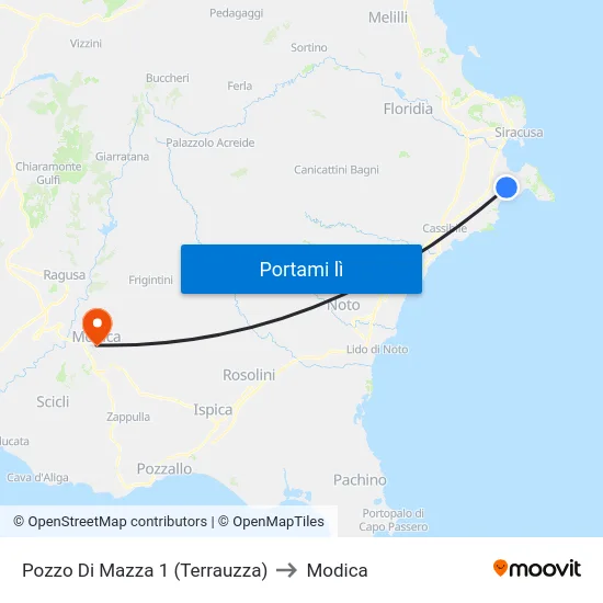 Pozzo Di Mazza 1 (Terrauzza) to Modica map