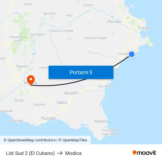 Lidi Sud 2 (El Cubano) to Modica map