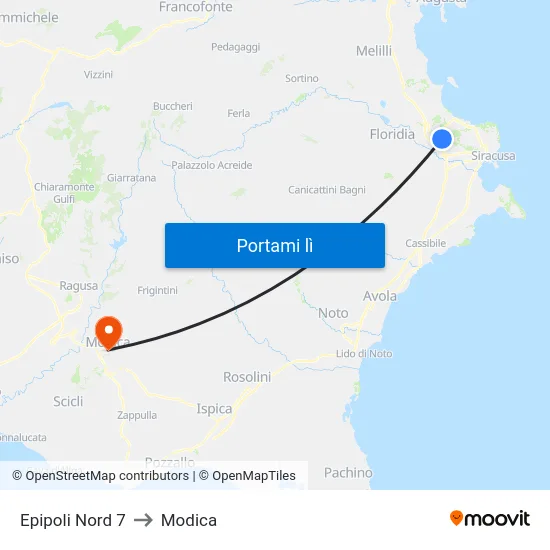 Epipoli Nord 7 to Modica map