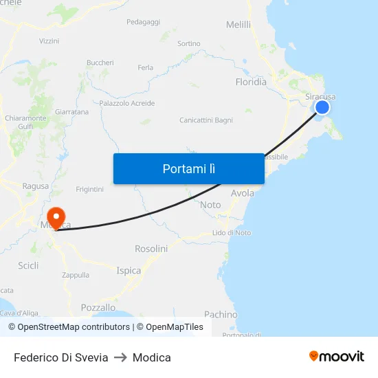 Federico Di Svevia to Modica map