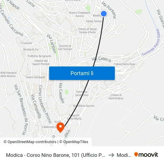 Modica - Corso Nino Barone, 101 (Ufficio Postale) to Modica map