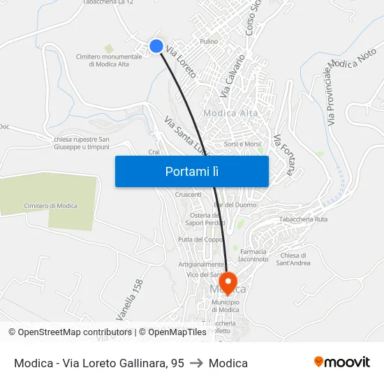 Modica - Via Loreto Gallinara, 95 to Modica map