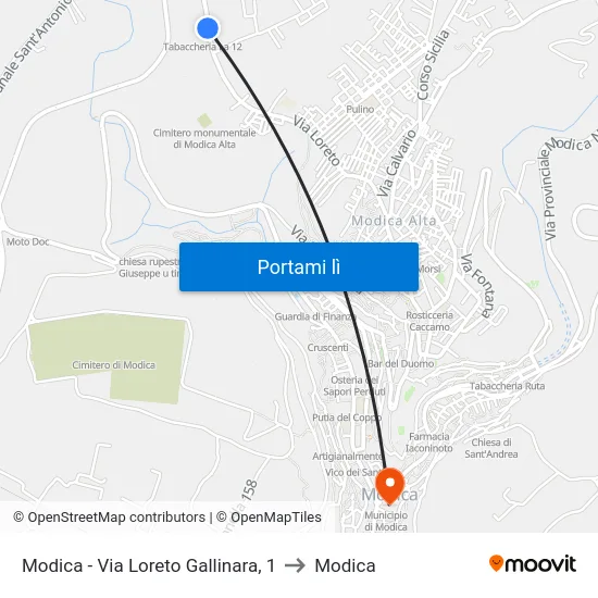 Modica - Via Loreto Gallinara, 1 to Modica map