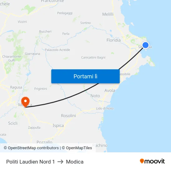 Politi Laudien Nord 1 to Modica map