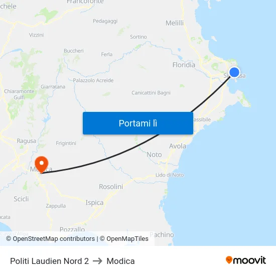 Politi Laudien Nord 2 to Modica map