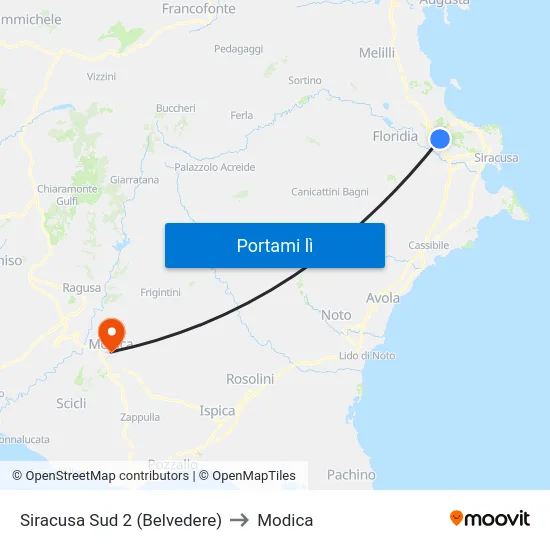 Siracusa Sud 2 (Belvedere) to Modica map