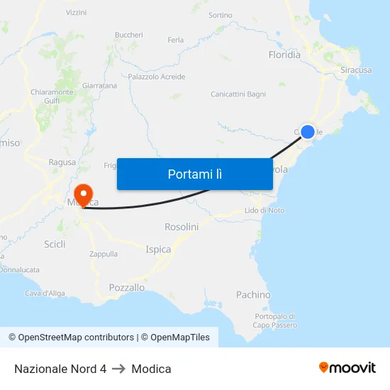 Nazionale Nord 4 to Modica map