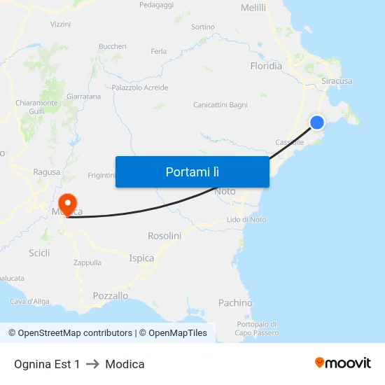 Ognina Est 1 to Modica map