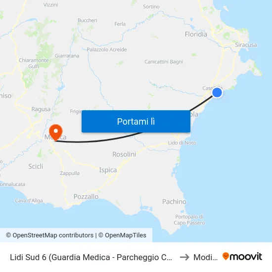 Lidi Sud 6 (Guardia Medica - Parcheggio Coperto) to Modica map