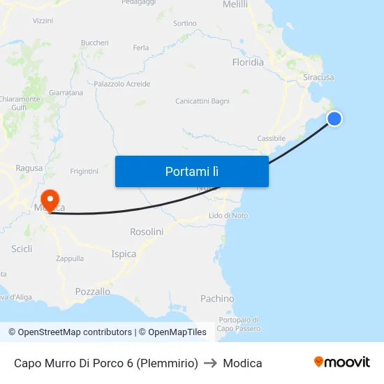 Capo Murro Di Porco 6 (Plemmirio) to Modica map