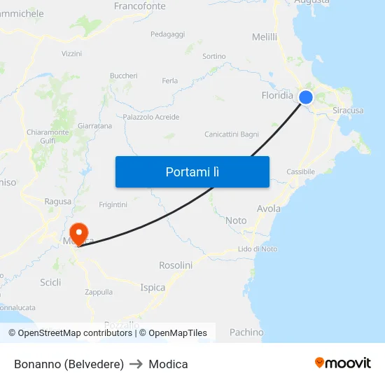 Bonanno (Belvedere) to Modica map