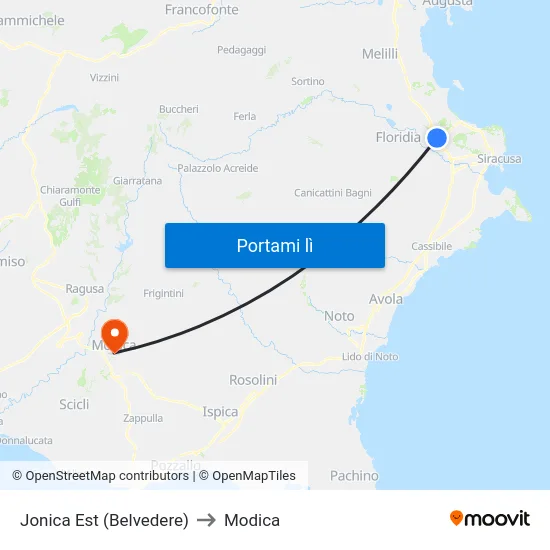 Jonica Est (Belvedere) to Modica map